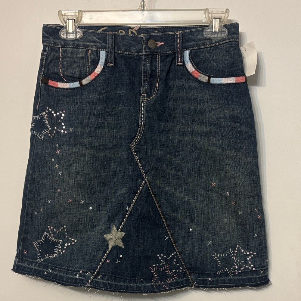 GAP Embroidered Denim Skirt girls size 16 NWT